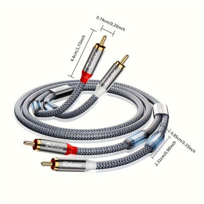 Cable de audio de alta fidelidad RIKSOIN con dobles anillos magnéticos: Cable de audio estéreo macho 2RCA a macho 2RCA, anti-interferencias, adecuado para teatro en casa, TV HD, amplificadores, sistemas de alta fidelidad, altavoces