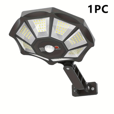 1/2 piezas de 168 Led/Cob, fácil de instalar, luz solar exterior octagonal, 168 cuentas de LED, ajuste de 180 °, control remoto y poste - Perfecto para jardines, patios y uso comercial.