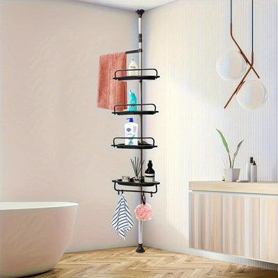 cesta de ducha de alta calidad con barra, sin necesidad de taladrar, estante para baño interior, esquina de acero inoxidable, soporte ajustable en altura y caja de acabado, organizador de baño ahorrador de espacio, regalos del día, recuerdos, estantes de