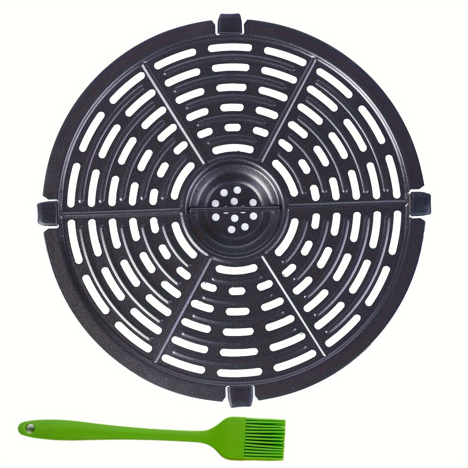 Sartén de repuesto para freidora de aire, apta para freidoras de aire de 3,7 QT, sartén antiadherente de 5 QT con parachoques de goma y cepillo de silicona