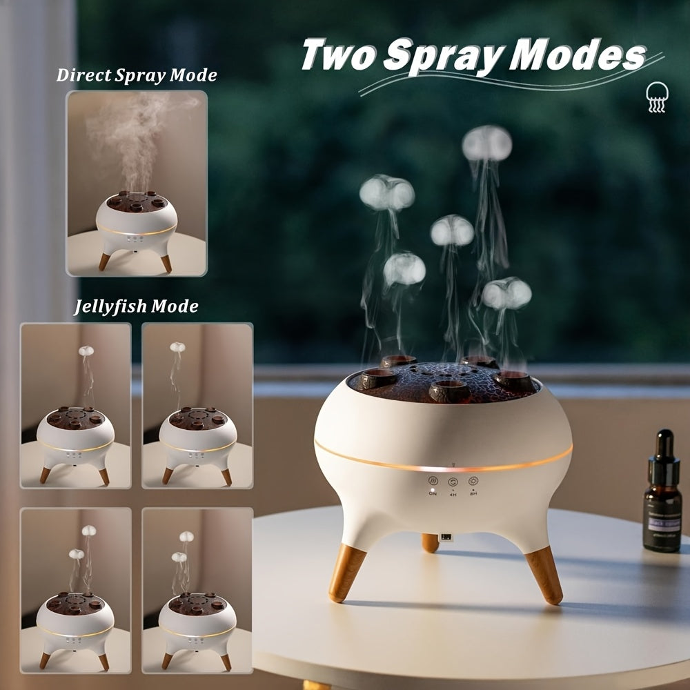 Difusor de aromaterapia y humidificador con forma de medusa, 2 modos de rocío, activación por voz, luces de 7 colores, control remoto, regalo perfecto