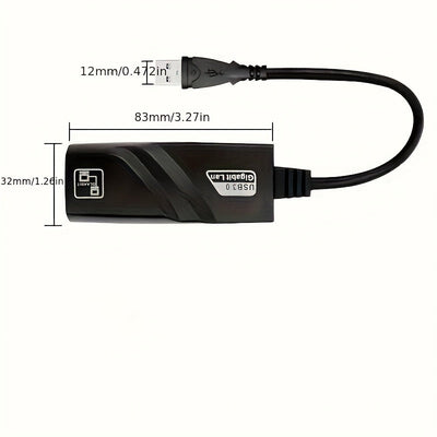 Adaptador Ethernet USB 3.0 Gigabit (1000Mbps) - Plug & Play, Alimentación Rápida por USB, Compatible con Windows 10/8.1/8/7/Vista/Mac OS, Surface, Switch, Laptop, PC - Sin Necesidad de Fuente Externa, Puerto RJ45, Adaptador Ethernet a USB, Esencial para
