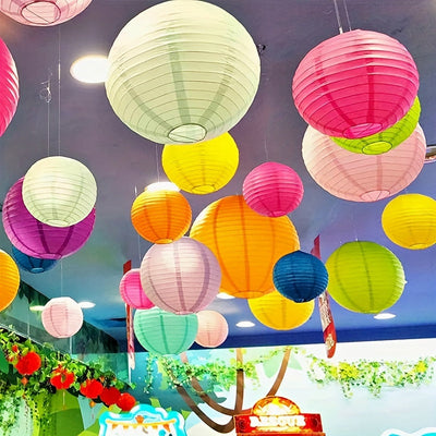16 linternas de papel colgantes surtidas - Linternas chinas multicolor para decoración de fiestas, ideales para carnaval, bautizos, cumpleaños, aniversarios y eventos, no requieren electricidad