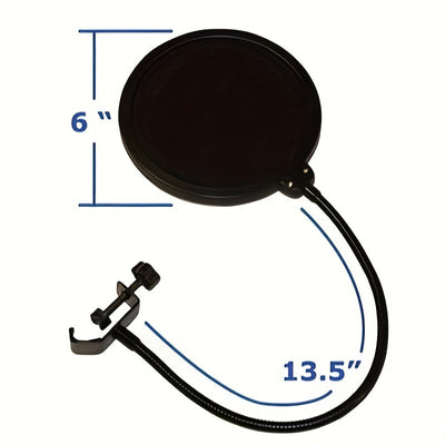 Accesorios de micrófono, funda de micrófono con filtro anti-pop, escudo de micrófono portátil para reducción de ruido de grabación, grabación de estudio de micrófono, 360° gancho de cuello de ganso, brazo estabilizador