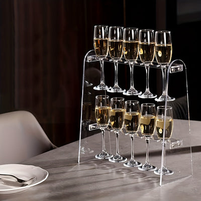 1pc Soporte para Copas de Vino Transparente y Resistente - Organizador Vertical Ahorrador de Espacio, Compatible con Champán, Martini, Highball, Copa Flauta, Vino Tinto - Ideal para Bar en Casa, Restaurante o Fiestas - Diseño Duradero y Fácil de Limpiar
