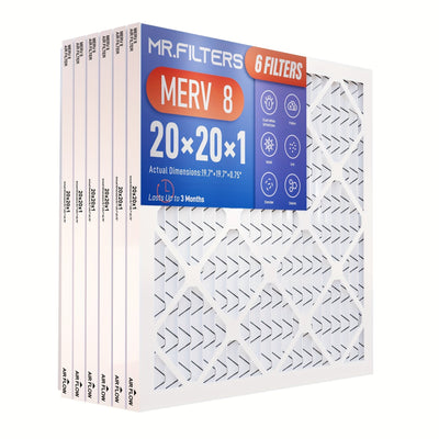 6pcs Filtros de Aire Plisados Mr.Filters MERV8/MERV11/MERV13, 50.8x50.8 cm, Defensa contra el Polvo para HVAC AC Calentador, Compatible con Estufa, Material de Metal y PET, Filtros de Repuesto para el Hogar