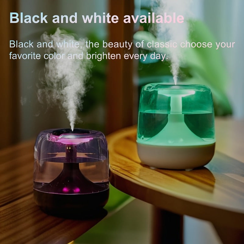 Humidificador Silencioso con Alimentación USB para el Hogar, con Luz Nocturna de Siete Colores, Niveles Dobles de Niebla, Nivel de Agua Visible, Ruido de 26dB, Dura 24 Horas - Elección Ideal para Sala de Estar, Dormitorio, Oficina - Regalo Perfecto, Hume