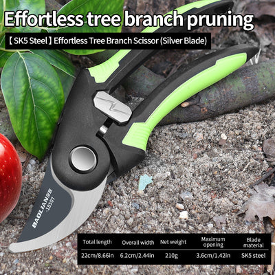 Tijeras de poda de jardín de acero aleado SK5, recubiertas de Teflón, estilo moderno, acero de carbono de alta calidad, corte sin esfuerzo para ramas de árboles, árboles frutales, arreglos florales - No se necesita electricidad