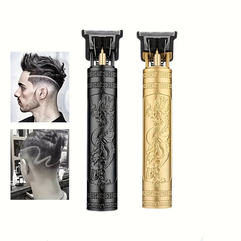 Juego de cortador de pelo profesional y afeitadora de barba, diseño dorado y negro, batería de litio recargable, kit de cortador de pelo eléctrico inalámbrico con carga USB y 4 peines indicadores, adecuado para el cuidado personal de hombres.