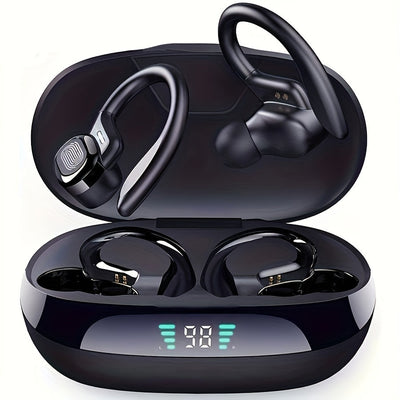 Auriculares inalámbricos estéreo con cancelación de ruido ENC - Auriculares deportivos, estuche de carga LED, batería de litio recargable, carga USB Type-C, rango de potencia 5-1V, voltaje de funcionamiento ≤36V, auriculares inalámbricos | Auriculares co
