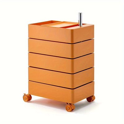 Carrito organizador rodante de 5 niveles con ruedas, estilo escandinavo - Organizador versátil sin necesidad de ensamblaje para oficina, sala o cocina | Plástico resistente al agua, diseño multifuncional, cajas de almacenamiento para organizar