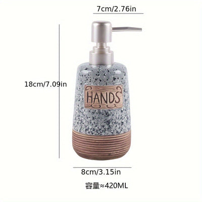 1 dispensador de jabón de cerámica, botellas de bomba de loción artesanales vintage, dispensadores de jabón para cocina y baño, estilo rústico para jabón para platos y jabón de manos, dispensador de loción recargable