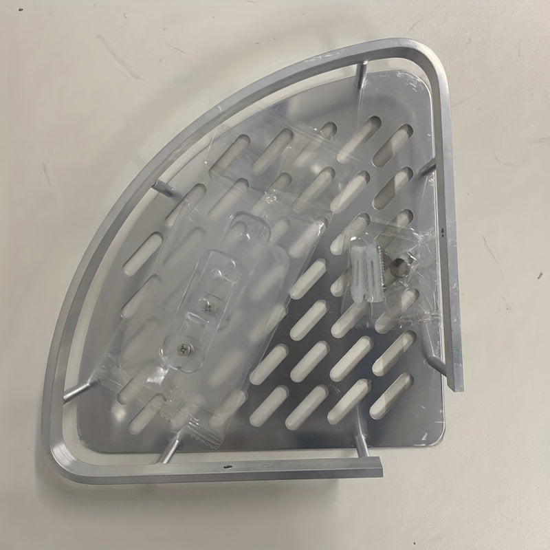 Estantería de Baño Montada en la Pared con Ventosa - Paquete de 1, Estante Triangular Impermeable sin Taladro con Barra para Toallas para Cosméticos y Artículos de Aseo, Fácil Ensamblaje, Diseño Ahorra Espacio, Acabado Metálico Elegante, Superficie Fácil