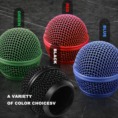 Capuchón de Malla Metálica BOMGE para Shure SM58/BETA58 - Compatible con BLX4, PGX4, QLXD4, SLX4, ULXD4 - Cápsula Profesional en Rojo, Verde, Azul y - Reducción de Ruido & Durabilidad para Estudio, Podcasting y Presentaciones En Vivo - Accesorio Compatib