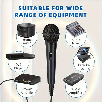 Microfono dinámico con cable, , adecuado para KTV, teclado electrónico, amplificador de guitarra, mezclador y computadora - conexión universal 6.35mm/0.25 pulgadas