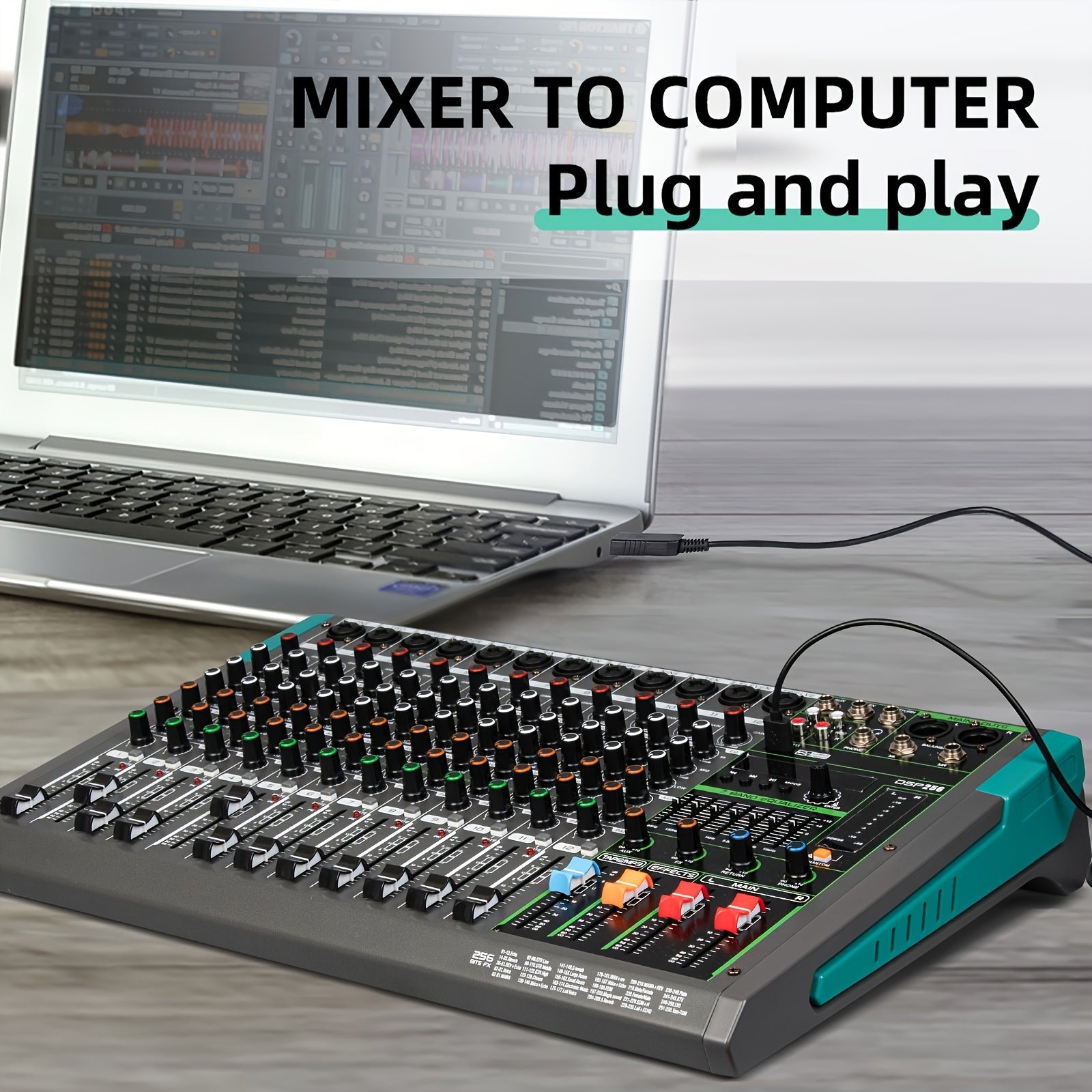 Consola de Mezcla de Audio Profesional DEPUSHENG - PA12/PA16, 12/16 Canales con Interfaz, Amplificador de Potencia, ABS Negro, Enchufe US, 110-130V