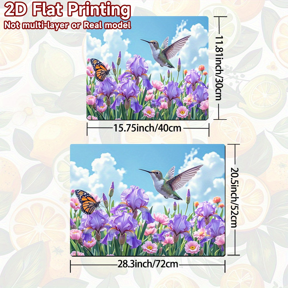 1pc Protector de Estufa - Diseño Floral con Irises Morados, Tulipanes Rosas y Follaje Verde - Superficie Resistente al Calor, Cubierta Antirrayaduras para Cocinas a Gas/Eléctricas - Decoración de Cocina Fácil de Limpiar, Compatible con Placas Inductoras,
