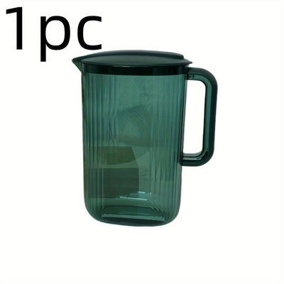 1pc Jarra de Agua Fría de 2L de Gran Capacidad con Tapa - Recipiente de Bebida de Plástico Duradero, Opciones en Teal y Transparente con Asas Negras, Perfecto para la Cocina de Casa y Camping al Aire Libre, Jarra de Agua para Nevera