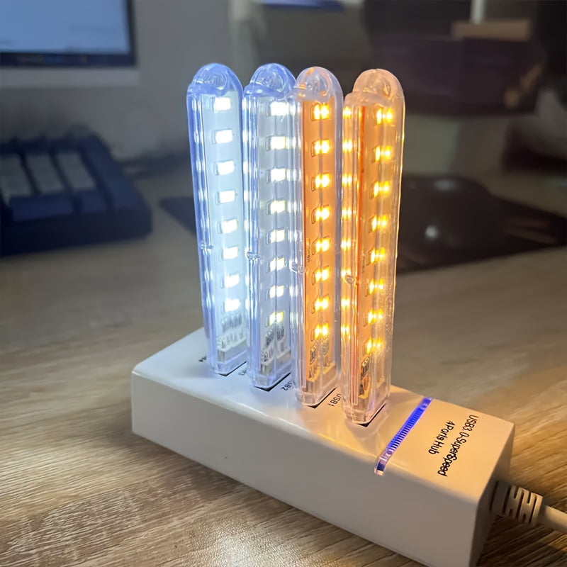 Luz de noche LED moderna con alimentación USB - Lámpara de mesa de fantasía independiente pulida con luz descendente de color sólido para el ambiente del dormitorio - Pantalla de plástico, no requiere batería