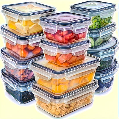 8pcs/4pcs Contenedores Herméticos de Alimentos - Material PP Transparente con Tapas de Cierre, Apto para Refrigeración/Congelador/Microondas, Juego para Frutas/Verduras/Alojamientos Secos