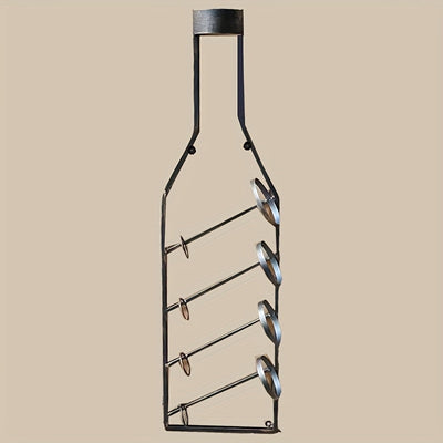 Rack de Vino Montado en la Pared de Bronce Vintage, Capacidad para 4 Botellas - Organizador Decorativo Rústico de Hierro para el Hogar o Bodega de Vinos, Elegante Decoración Temática del Vino con Detalles Dorados, Portabotellas