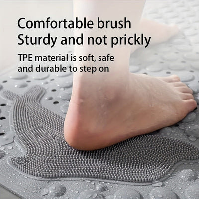 1pc Alfombra Antideslizante para Baño, Tapetes de Ducha con Ventosas, Alfombrilla Anti-Caída Lavable a Máquina con Agujeros de Drenaje, Alfombra de Masaje para Pies en la Ducha, Alfombra Doméstica para Suelo con Ventosas