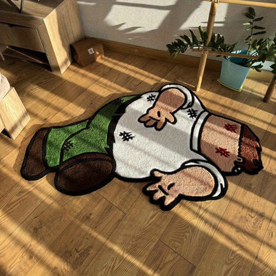 1 pieza de alfombra de peluche de personaje de dibujos animados - No resbala, fibra de poliéster suave, alfombra de forma irregular con diseño juguetón - Ideal para dormitorio, sala de estar, estudio o decoración de vestíbulo