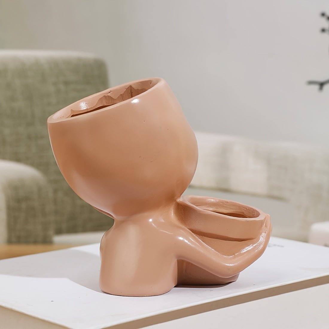 Jarrón de resina clásico con diseño de rostro humano - Ideal para decoración del hogar