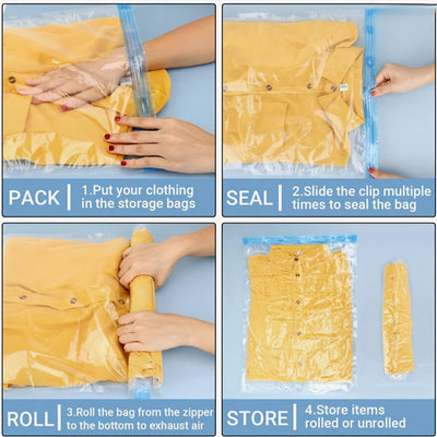 7 piezas: Bolsas de compresión para ahorrar espacio, sin necesidad de aspiradora o bomba, ideal para viajeros frecuentes, diseño para enrollar a mano, fácil de usar, bolsa de almacenamiento que cabe perfectamente en tu mochila, organización con separació