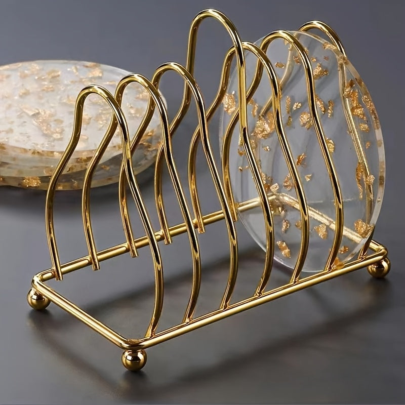 1pc Estante Multifuncional Geométrico para Cocina, Comedor, Plato, Plato, Horno, Toaster, Estante de Toallas de Papel de Hotel de Alta Gama, Estante de Toallas de Papel de Alta Calidad, Electrochapado en Oro, Suministros Universales para el Hogar
