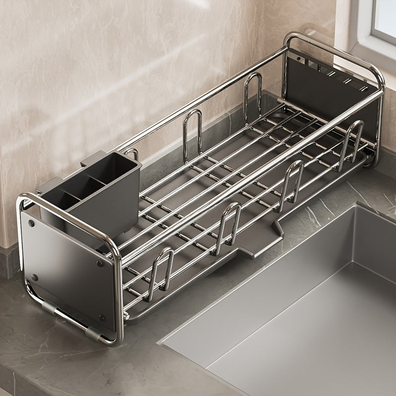 1 pieza, organizador de cocina moderno de metal para platos, tazones y cubiertos, diseño ahorrador de espacio, no requiere electricidad ni pilas