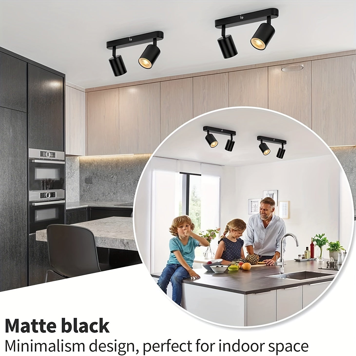 1 pieza de luz de techo LED con 2 bombillas, luz de techo LED giratoria GU10, barra de luces de techo moderno negro para cocina, dormitorio, sala de estar (bombilla no incluida)