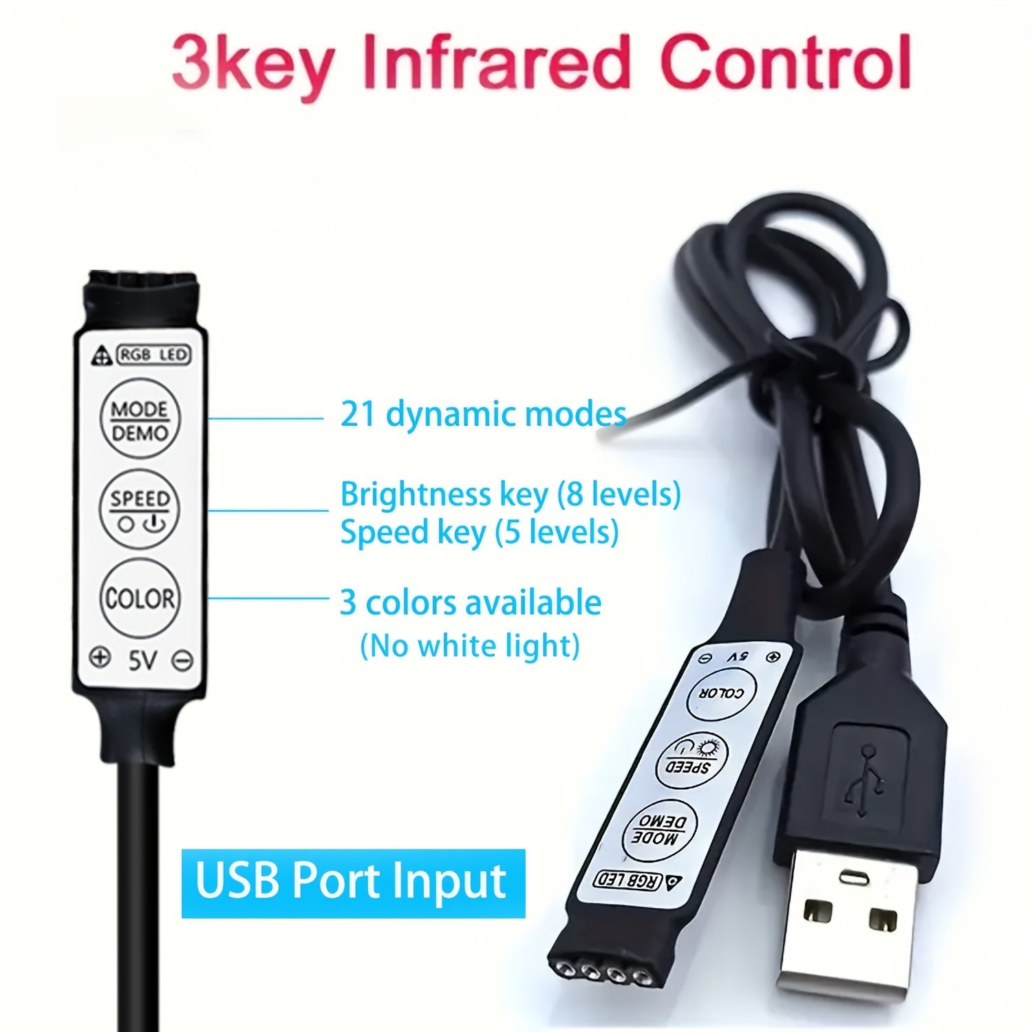 1 Rollo de Tira LED RGB NBBUFF para TV - Control de 3 Botones (Color/Atenuar/Blink), Luz Flexible con Alta Luminosidad, Alimentación USB para Dormitorio, Sala de Juegos, Halloween, Navidad y Bodas, Luces Decorativas, Efectos Dinámicos, Iluminación de Cal