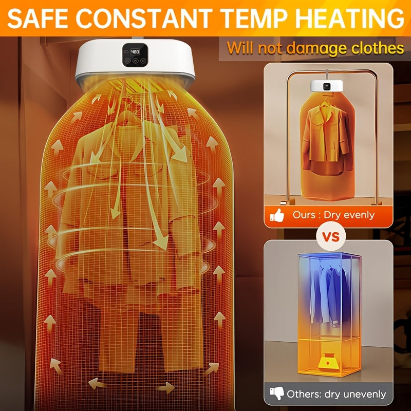 Secador portátil con función de temporizador - Solución compacta y conveniente para secar ropa delicada y pequeñas prendas en apartamentos, dormitorios y RVs - Secador rápido y fácil de usar con bolsa de secado para ropa delicada y pequeñas prendas, form