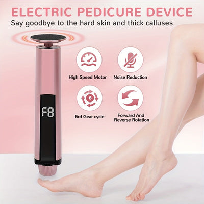 Exfoliador Eléctrico de Pies y Lijadora de Uñas Recargable - Dispositivo de Pedicura con Batería de Litio de Larga Duración, Sin Fragancia, USB, para Hogar, Viajes o Salón - Herramienta Profesional de Cuidado de Uñas, Diseño Elegante, Construcción de Alt