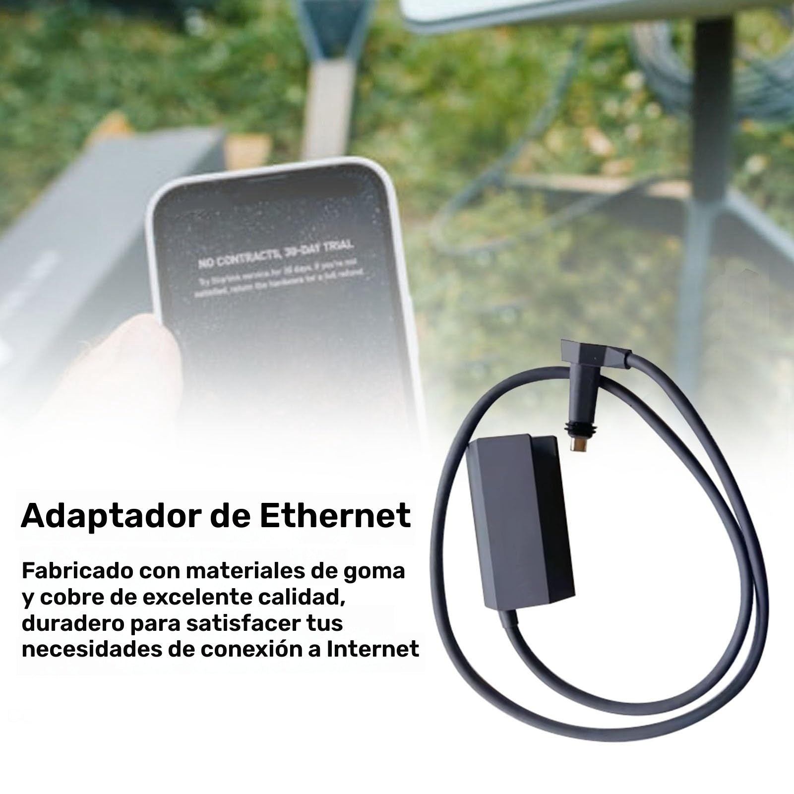 Adaptador Ethernet Starlink para Red Externa Cableada, Adaptador Ethernet Starlink para V2 Gen2, Adaptador Ethernet Starlink para Internet Satelital V2 con Placa Rectangular, Conexión Estable