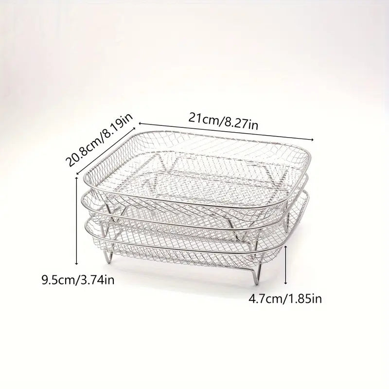 Red de Parrilla de Acero Inoxidable con Pies, Cesta de Parrilla para Freidora de Aire y Horno, Accesorios para Hornear y Secar, Drenaje de Parrilla