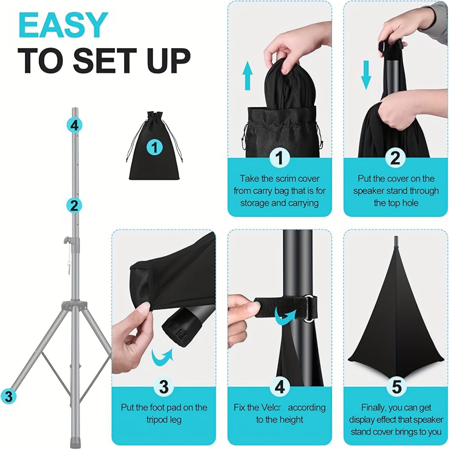 Funda Premium de Poliéster para Soporte de Altavoz con Falda de Trípode y Bolsa de Viaje - Ideal para Escenarios de Sonido y Iluminación en Vivo