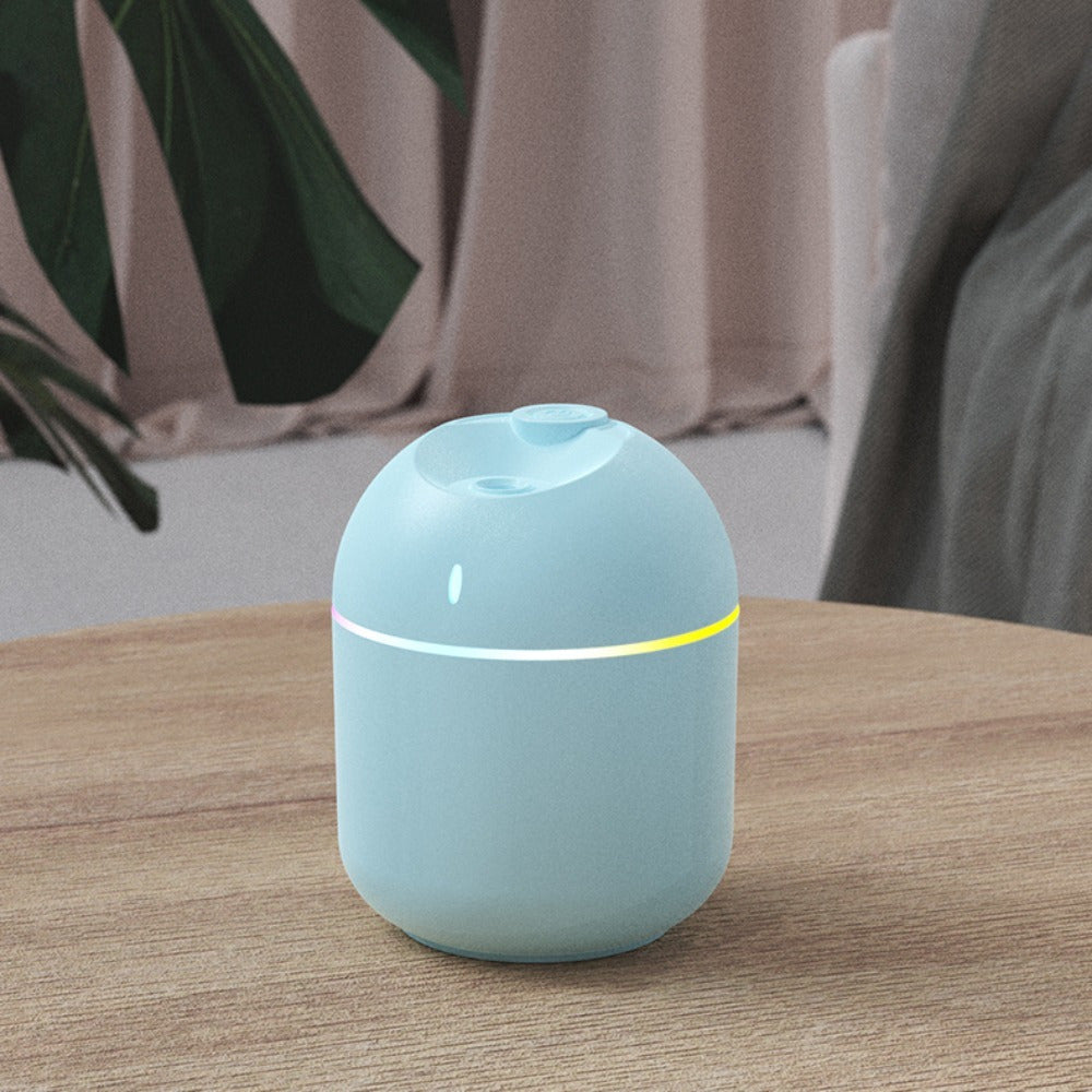 Humidificador de Niebla Fría y Difusor de Aromas de 270ml con Luz Nocturna LED, Apagado Automático por Seguridad Alimentado por USB, 3 Colores (Azul Claro/Verde Menta/Rosa para Hogar Oficina Dormitorio - Diseño Duradero en Plástico, Diseño Suave Curvado,