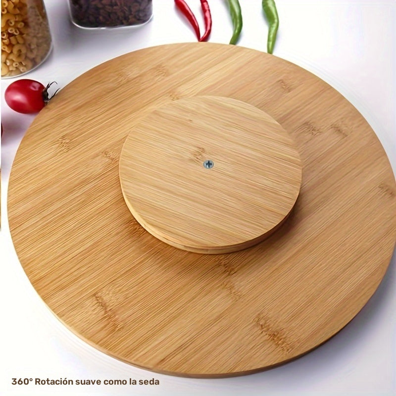Bandeja Giratoria de Bambú Redonda, 1 ud Bandeja Giratoria de Bambú, Plato Giratorio para Comida, Para Cocina, Armarios, Mesas o Despensa, Contenedores de Condimentos, Estante de Almacenamiento Variado, Bandeja de Servir, Organizador Redondo de Madera