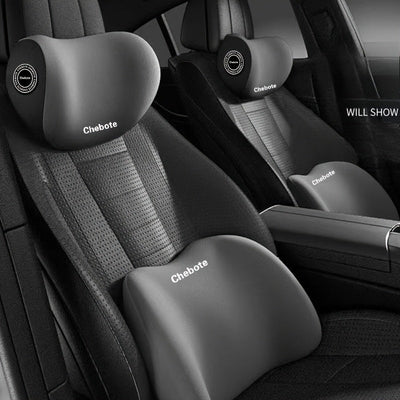 Juego de 2 Almohadas Ergonómicas para Soporte del Cuello y Lomos en el Asiento del Coche - Soporte Cervical de Esponja Ajustable con Almohada de Respaldo para Viajes Largos - Accesorios Cómodos para Viajar, Reduce la Incomodidad, Fibra de Poliéster Tejid