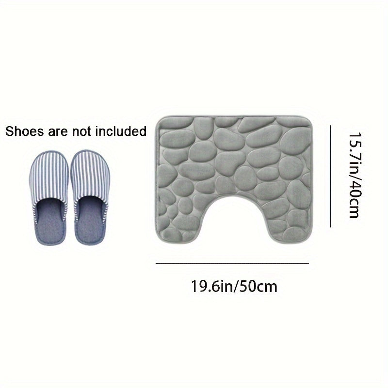 Juego de 1/3 tapetes para baño suaves y absorbentes, con alfombras antideslizantes, tapete contorneado en forma de U y cubierta para tapa de inodoro, superficie con relieve floral, respaldo antideslizante, absorbente de agua, lavable a máquina, ideal par