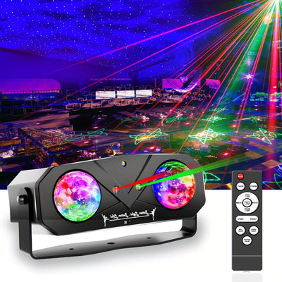 1 bola mágica LED dual con luz láser atmosférica parpadeante para fiestas, clubes, KTV, baile y celebraciones navideñas, lámpara de escenario segura y fácil de instalar