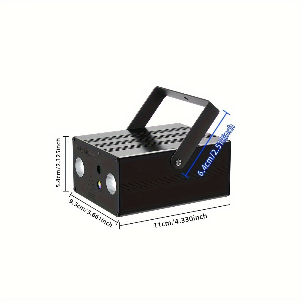 Proyector láser LED 2 en 1 de MSLITELY con espectáculo de luces coloridas - Portátil, alimentado por USB, luz láser de hierro negro para fiestas y eventos, iluminación de eventos | Luz láser colorida | Construcción duradera, proyector láser