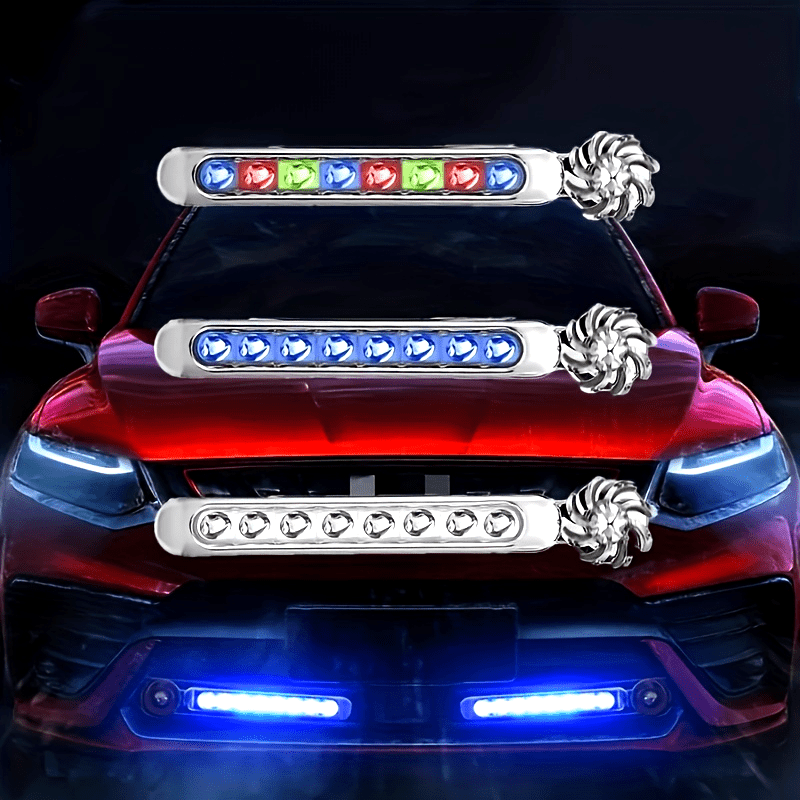 2 piezas de decoración de luz LED para coche] 2 piezas de decoración de viento para coche Exterior con luz LED auxiliar de iluminación de ventilador de luz auxiliar de iluminación Lámpara decorativa, sin batería