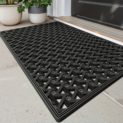 1pc Felpudo DAJIANG para Exterior con Patrón Geométrico, Base Antideslizante y Material TPE Resistente - Alfombra de Bienvenida Lavable de Perfil Bajo para Patio, Entrada o Puerta Principal (Gris/), Diseño Minimalista Moderno, Durabilidad Industrial, Sue