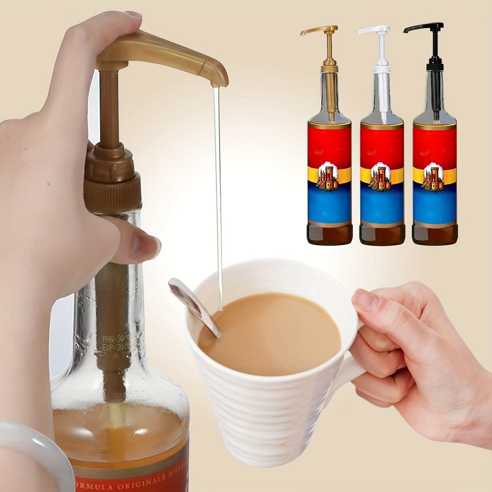 Surtidor de jarabe de café (se adapta a 25,4 oz/750 ml) para accesorios de barras de café: se adapta a Torani, DaVinci, Skinny, Upouria, Holy Kakow, Monin y 1883, surtidor de ángulo fijo para evitar obstrucciones, derrames y goteo