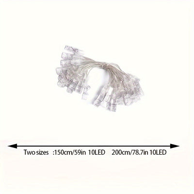 1 juego de luces decorativas de 1.5 m/2 m con clips para fotos, luces de hadas a pilas, luz cálida para dormitorio, pared, patio, fiestas de Halloween, Navidad, bodas y Ramadán