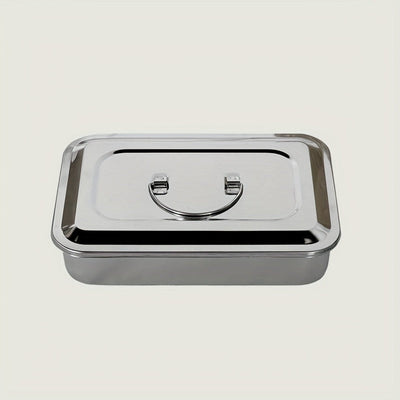 Caixa de desinfección de acero inoxidable, bandeja para herramientas, dos opciones sin agujeros y con orificios de ventilación, resistente a la corrosión, ideal para almacenar herramientas de uñas, tatuajes, instrumentos dentales, etc