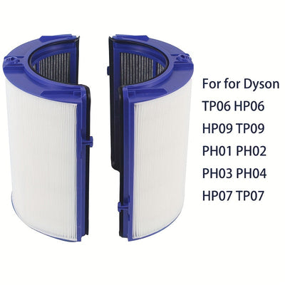 Filtro de repuesto HEPA y de carbón para purificador de aire Dyson, compatible con TP06, TP09, HP06, PH01, PH02, TP07, HP07, HP09 – Captura el 99% de alérgenos, olores y polvo – Fácil instalación, color blanco, incluye cepillo de limpieza, purificador de